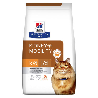 Hill’s Prescription Diet Feline k/d + Mobility – hrană uscată dietetică pentru pisici cu boală renală și suport articular, cu pui, 1,5 kg
